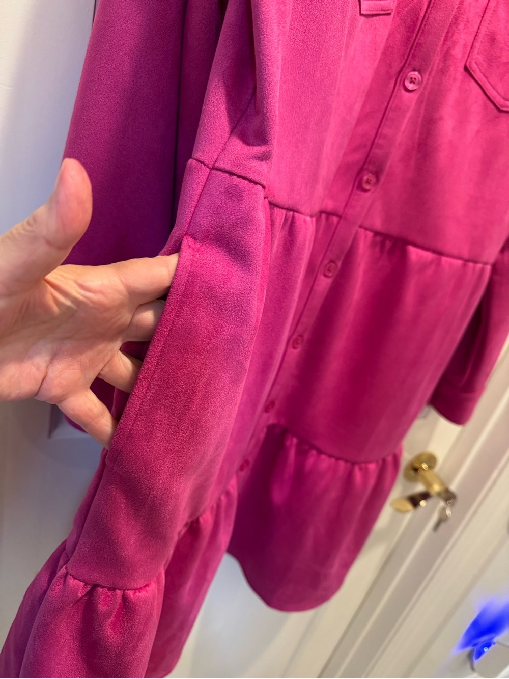 Kim Gravel BoHo Bright Fuchsia Button-Front Tiered Dress - Picture 2 of 4